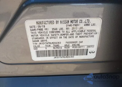 2020 Infiniti Q50 Luxe z USA, uszkodzony, nr VIN JN1EV7AP8LM204363